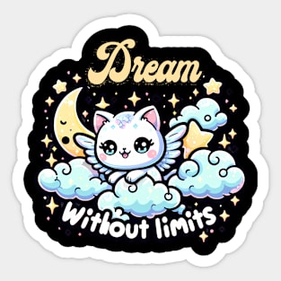 Dream without limits - Cute kawaii cats with inspirational quotes Sticker